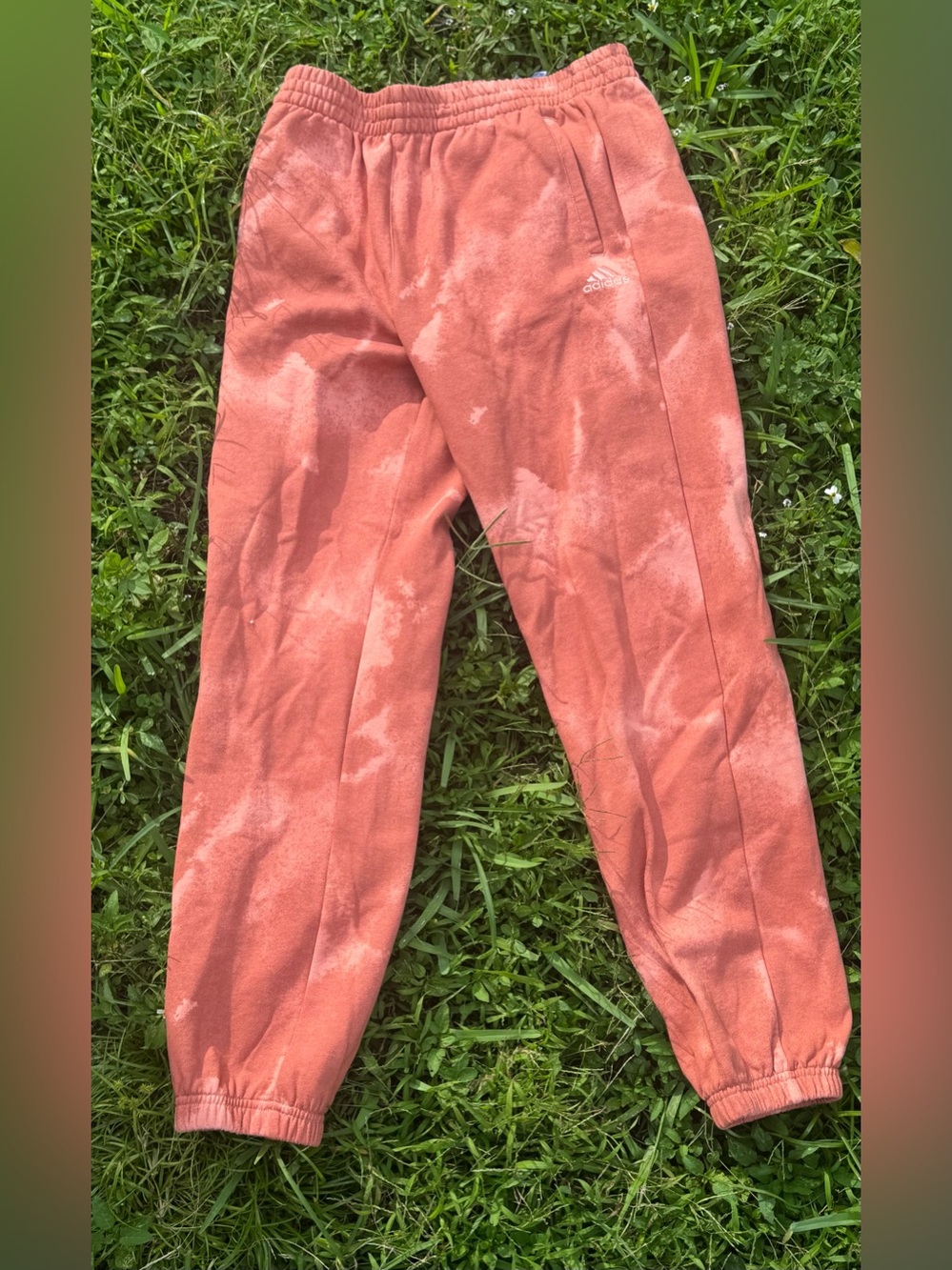 Adidas Junior Peach Tie-dye Cotton-Blend Sweatpants Fleece Jogger Size L
